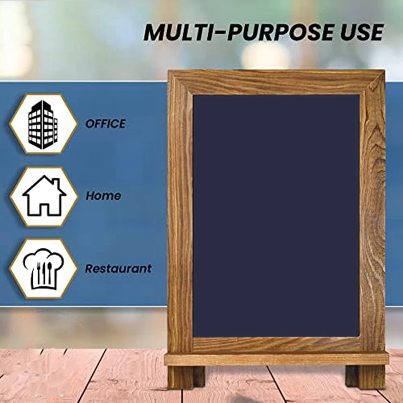 Framed Tabletop Chalkboard Sign, Magnetic Chalkboard, Built-In Ledge And Folding Stand, One White Chalk Marker Included Reusable