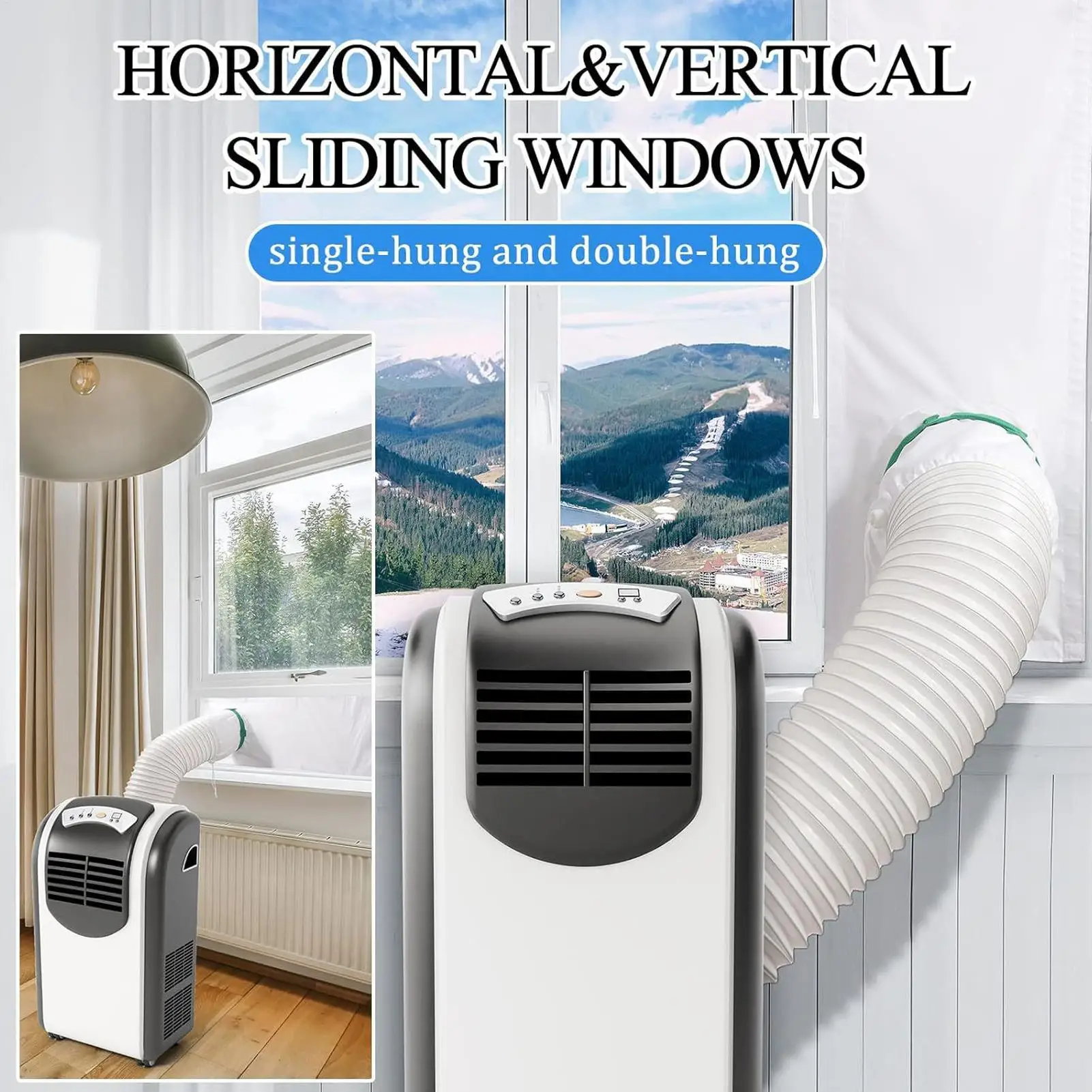 Portable AC Window Kit Heat Insulation Seal Fabric Window Kit For Portable AC With Hose And Tube Adapter For Home Kitchen