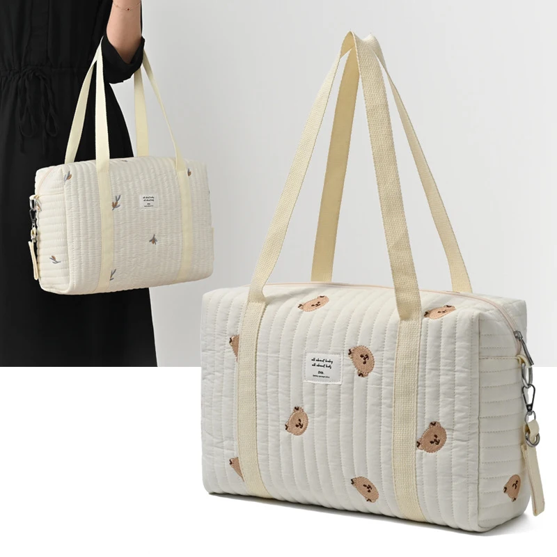 

Horizontal large-capacity floral tote bag for mothers and babies, lightweight shoulder bag for outings, crossbody bag
