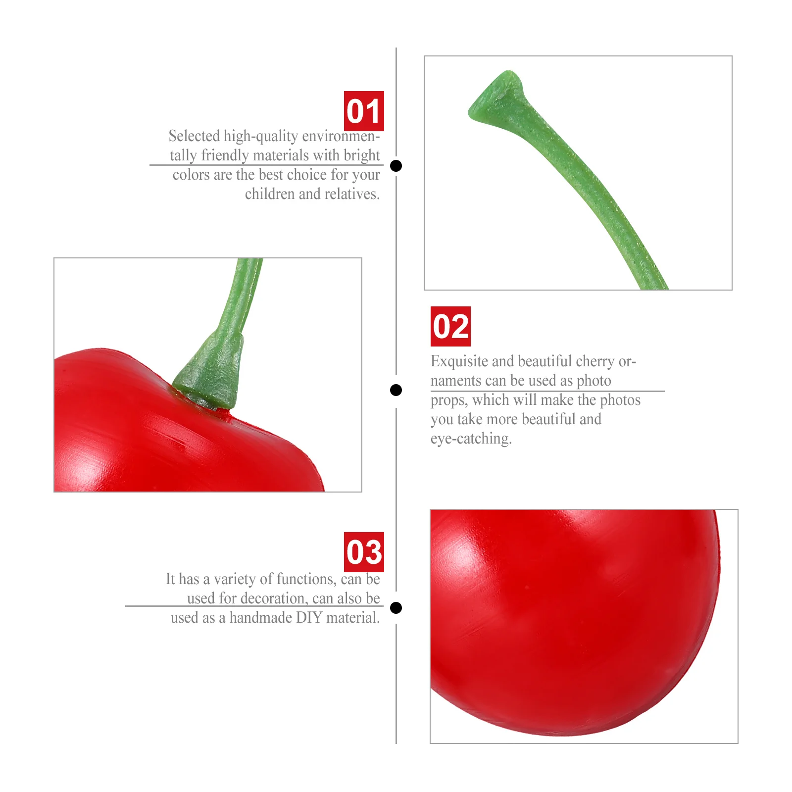 

25Pcs Simulation Red Cherry Ornaments Realistic Artificial Fruit Decor for DIY Crafts Photo Props Home Decoration