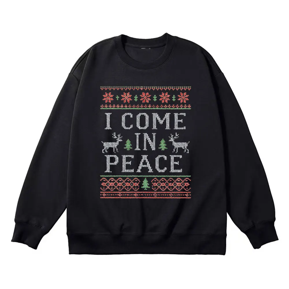 크리스마스 커플용 '나는 평화로 온다' '나는 평화다' 매칭 스웨트셔츠, 홀리데이 크리스마스 크루넥 풀오버, 재미있는 크리스마스 선물 의류