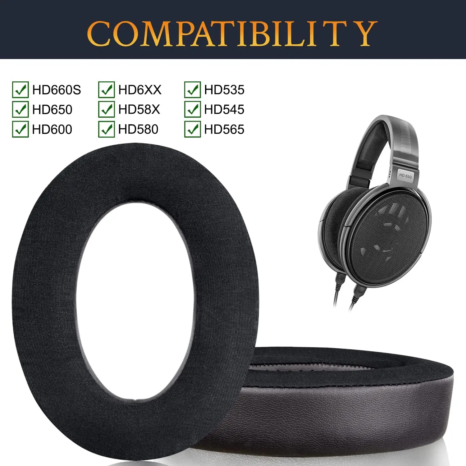 Replace the Sère HD650, HD660S, HD600, HD6XX, HD58X, HD580, HD565, HD545, HD535 headphones and sound insulation foam ear pads