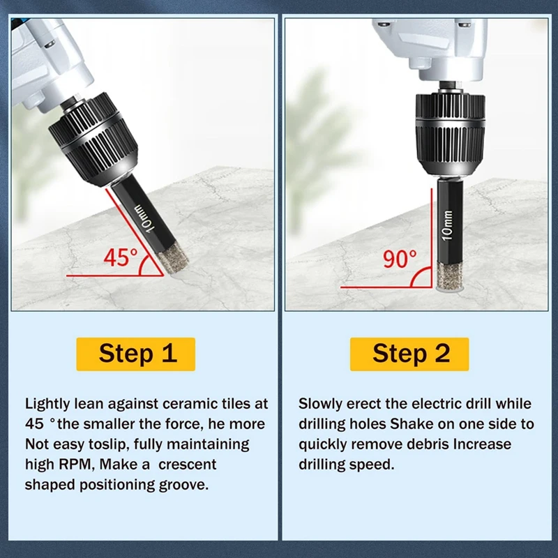 11Pcs Diamond Drill Bits Set For Ceramic Marble Tile Stone Glass Porcelain Hard Materials For Core Fast Dry Drilling