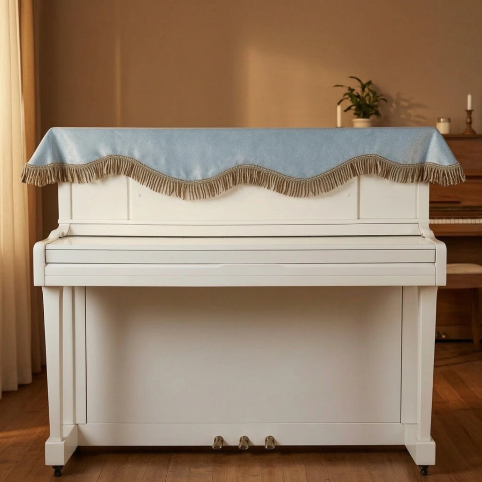 Tassel Piano Cover Fringed Border 88-Key Piano Cover 88 Key Keyboard Safeguarding Cloth Soft Material for Storage