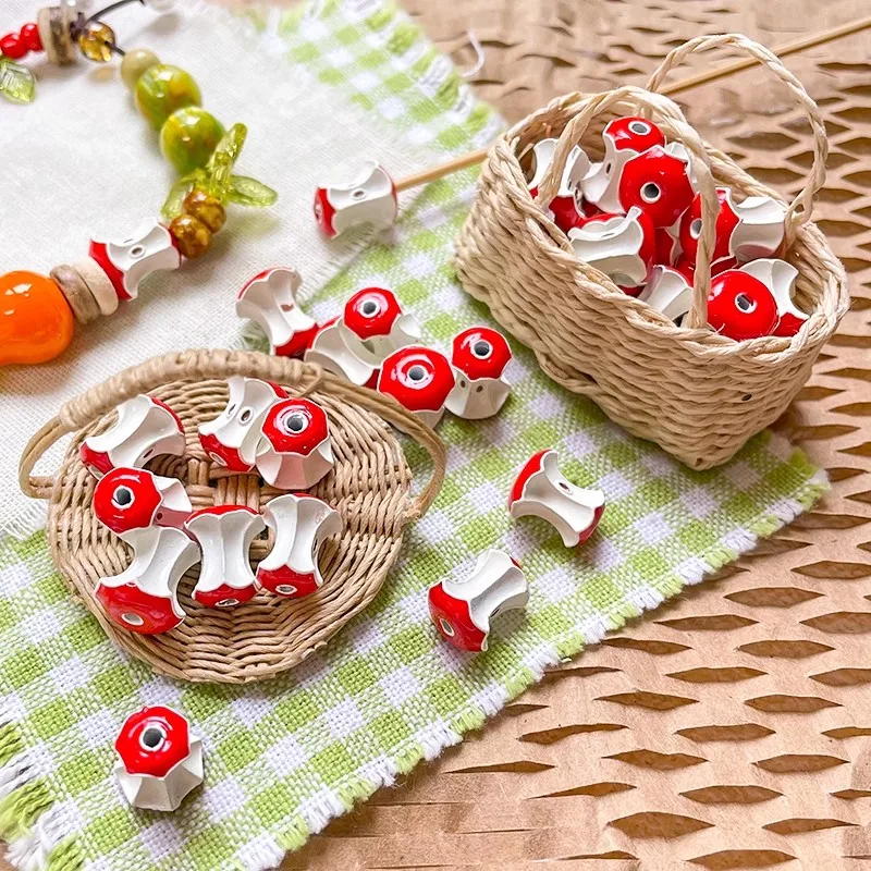 

8 шт., милые 3D яблочные бусины в деревенском стиле с прямыми отверстиями, модные ювелирные изделия «сделай сам», ожерелье, браслет, аксессуары