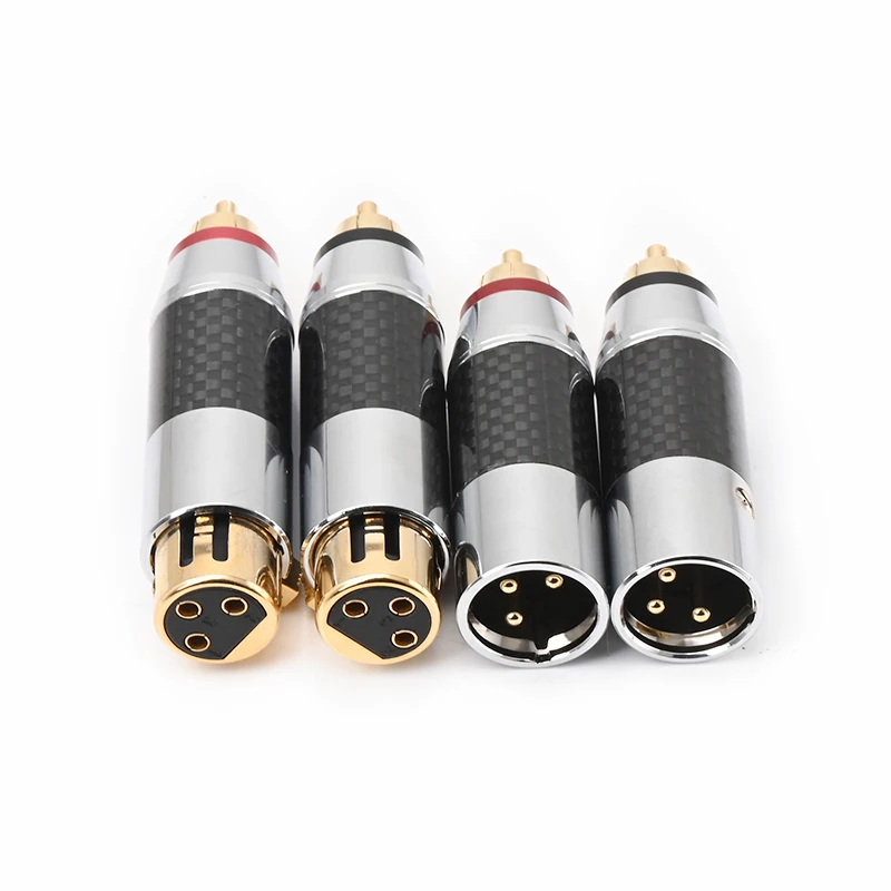 

ATAUDIO XLR to RCA Adapter New Carbon Fiber Gold Plated Hi-end Balanced Cable Plug Connector XLR Male(Female) to RCA Male Socket