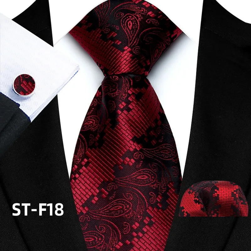 Florales Paisley-Krawattenset für Herren, Vintage-Krawatte, Taschentuch, Manschettenknöpfe, Set für Herren, klassische Anzugaccessoires, hochwertige Gravata – Detail 23