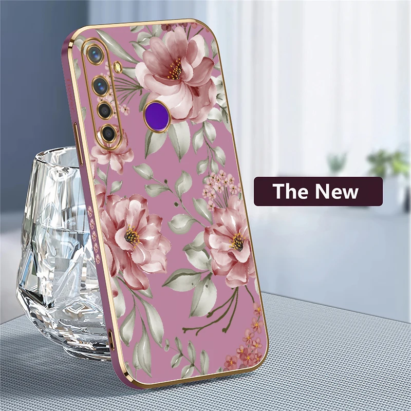 Phone Case For OPPO Realme V5 Q5 Q3i Note 60 GT Master Neo 3 2 Pro X X7 Pro V25 V13 Fashion Flower Plating Soft Silicone Cover