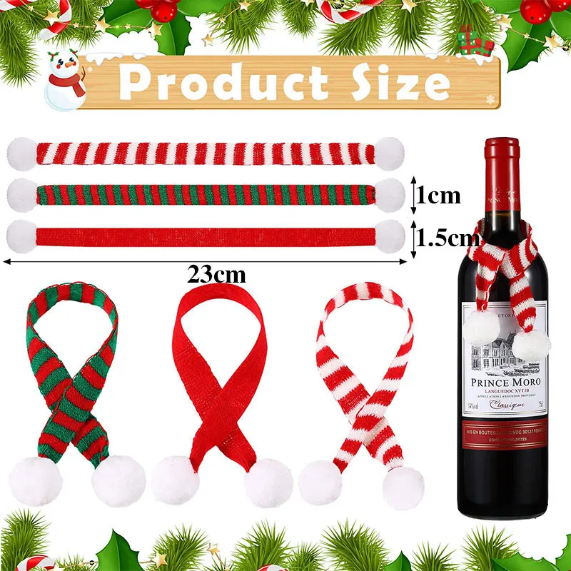 5/10Pcs Mini Stricken Hut Mini Weihnachten Schal Weihnachten Haustier Schal Gestrickte Für DIY Handwerk Party Schneemann ornamente Dekorationen – Detail 2