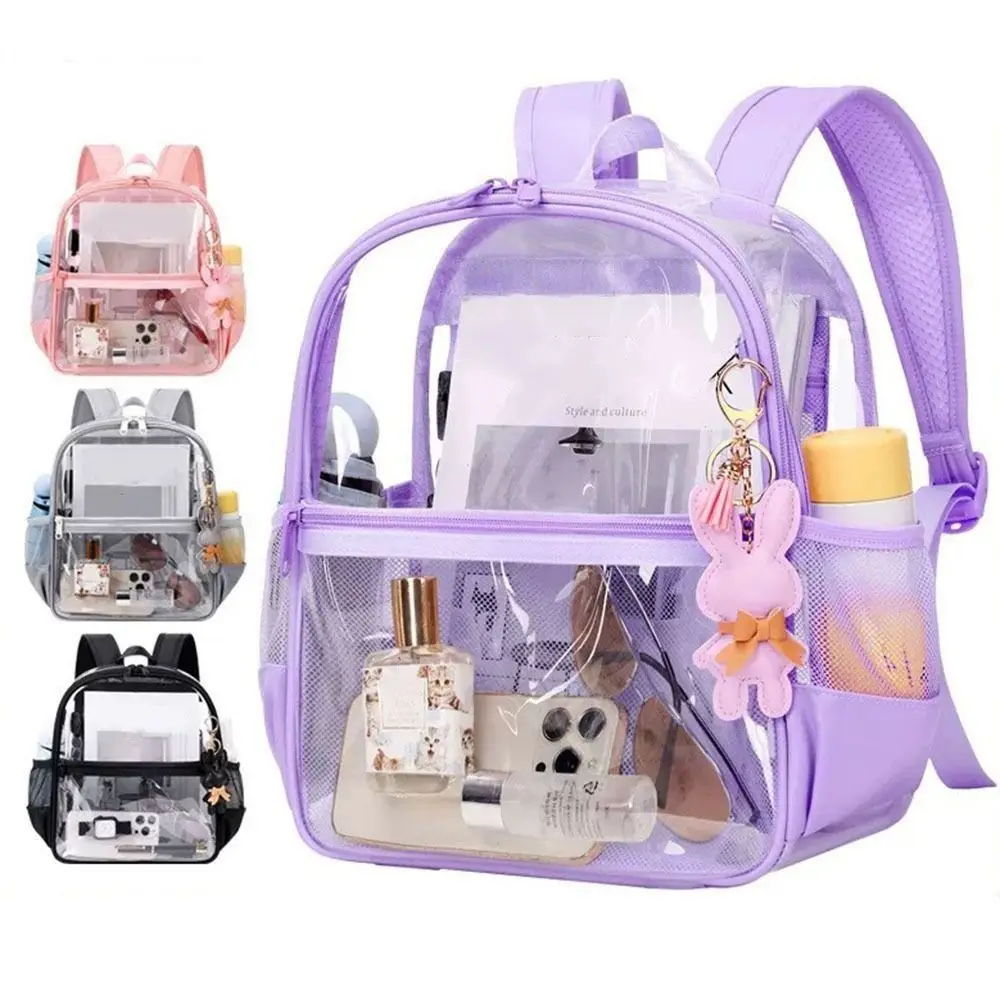 

PVC Clear Backpack with Adjustable Straps Casual Visible Knapsack Waterproof Large Capacity School Storage Backbags Concert
