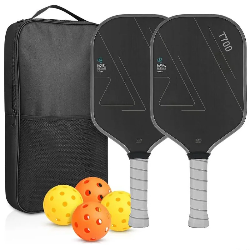 Wiosło Pickleball T700 Powierzchnia matowa z włókna węglowego 16 mm Ulepszony punkt słodki, kontrola i moc Antypoślizgowy uchwyt Zgodny z USAPA