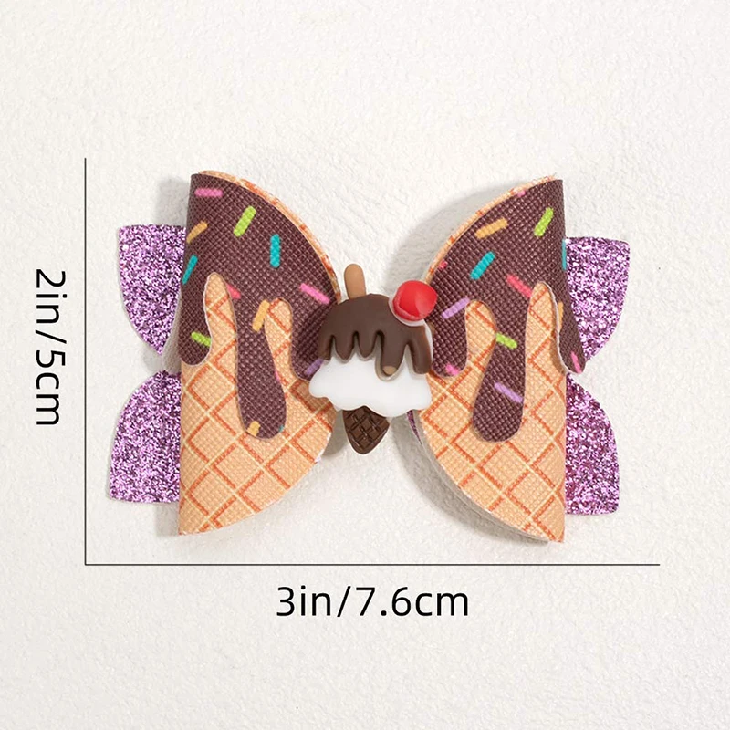 New Ice Cream Cupcake Hair Clip For Kids Girl Cute Glitter Bows Cone Donuts Hairpins Barrette Children Headwear hair Accessories