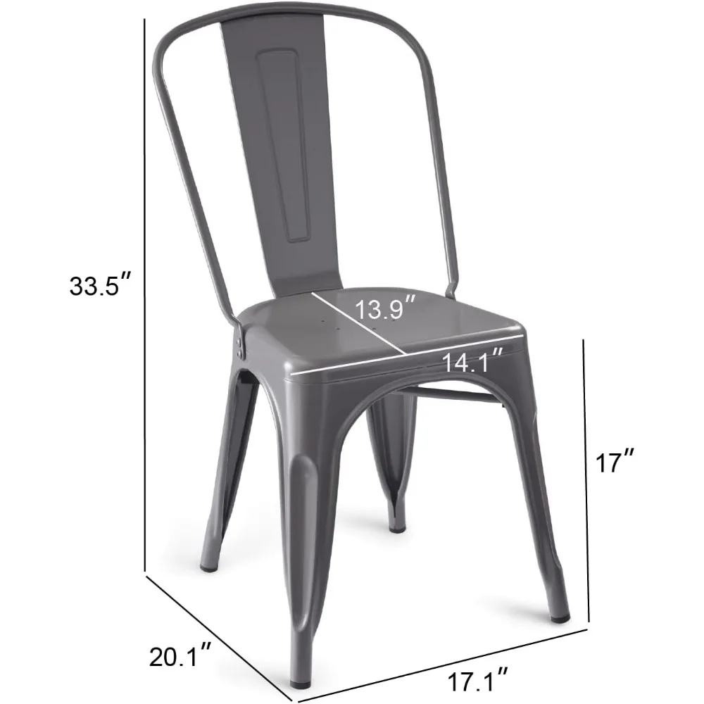 Esszimmers tühle aus Metall, dunkelgrau, 1 Stück (4er-Pack)