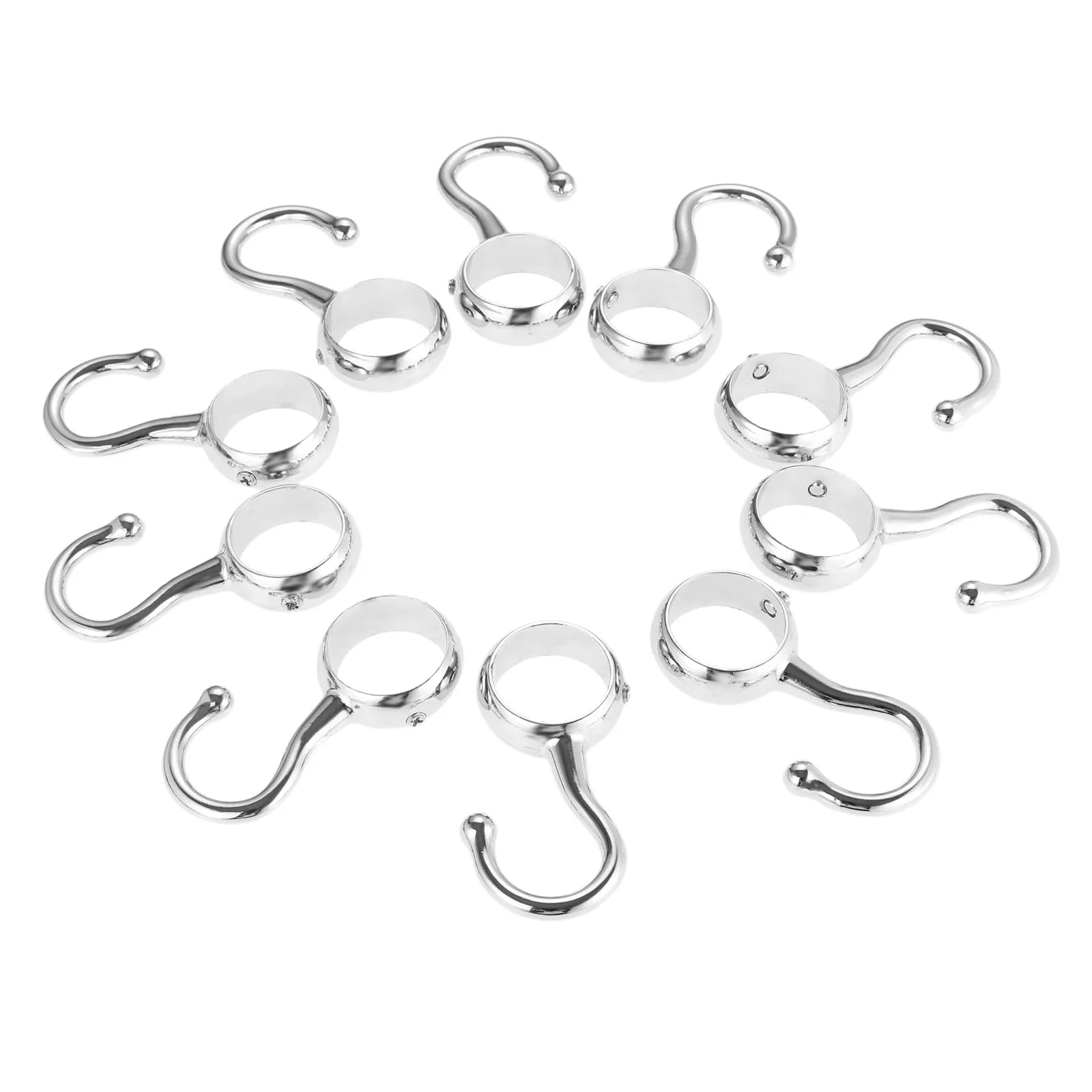 10pcs 16/19/22/25mm Wardrobe Bathroom Hanging Tube Pipe Rod Hooks Kitchen Pan Hook Bathroom Hook Hanger for Towel Clothes
