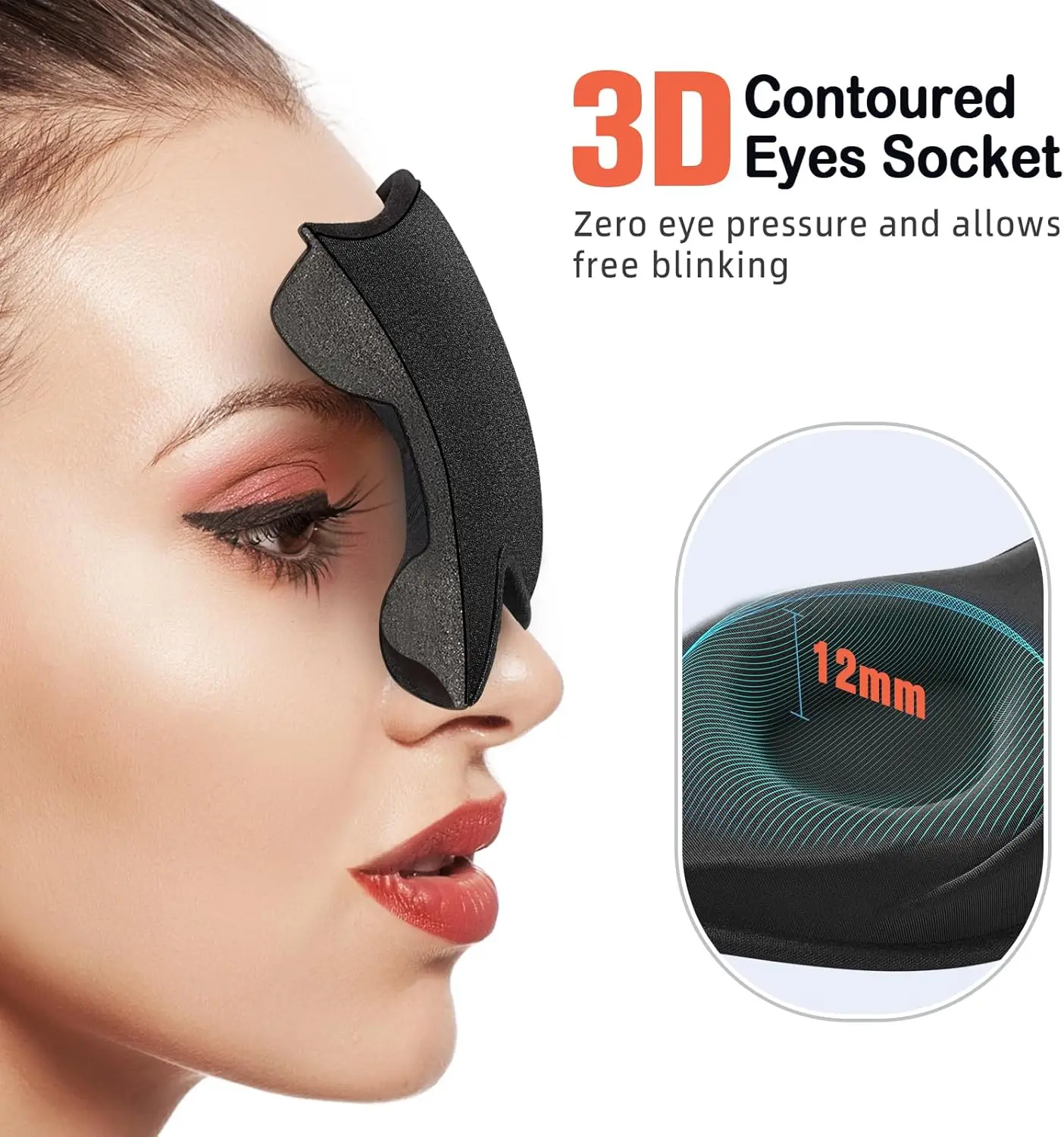 Sleep Mask for Side Sleeper Women Men, Eye Mask for Sleeping Light Blocking, 3D Contoured Cup Sleeping Mask, Soft Breathable Sle - view 4