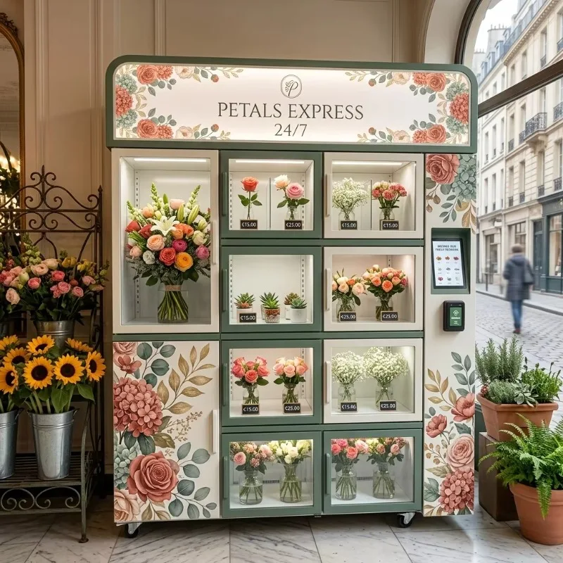 Flower Vending Machine Adjustable Lockers Multi Door Cloud System SDK API for Flower and Chocolate Teddy Bear Gift
