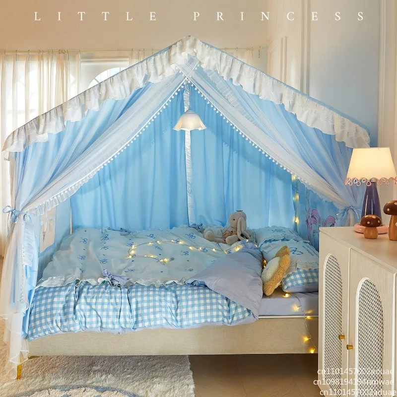 

New princess style mosquito net home bedroom transformation children's split bed tent girls' room blackout curtain integrated