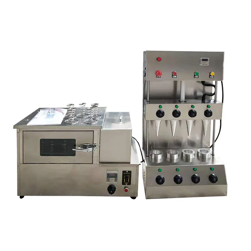 2026 4 Heads Full Automatic High Efficiency Good Price Commercial Pizza Cone Maker Machine With Rotary Oven For Pizza Shop