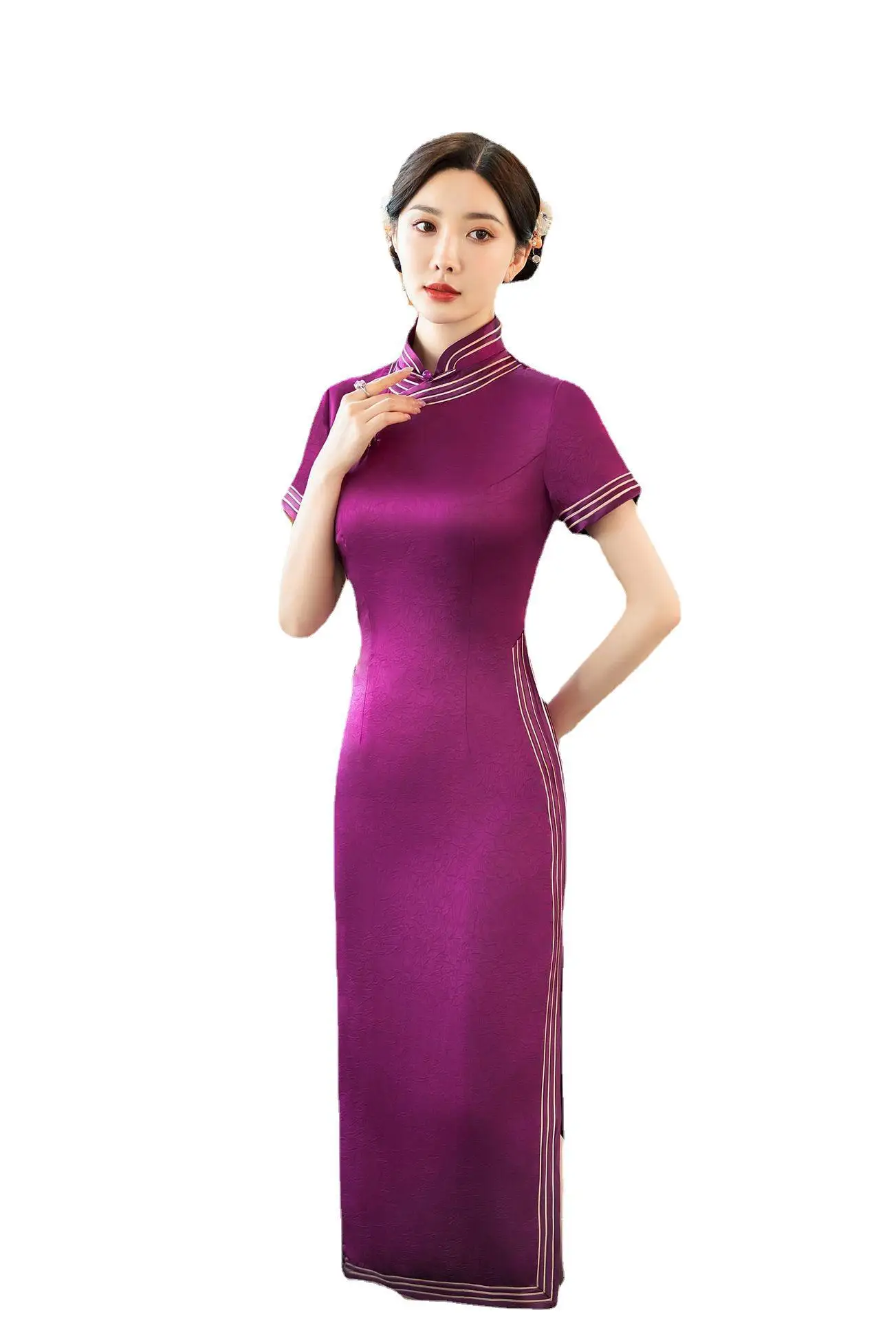 

Cheongsam Dress Elegant Wedding Lady High-End Waist Bride Engagement Evening Jacquard