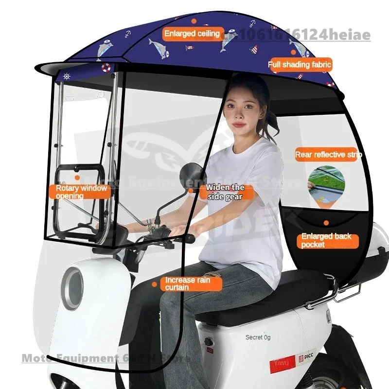 Fully Enclosed Canopy for Electric Vehicles Motorcycle Windproof and rainproof Thickened Canopy Winter 오토바이 캐노피