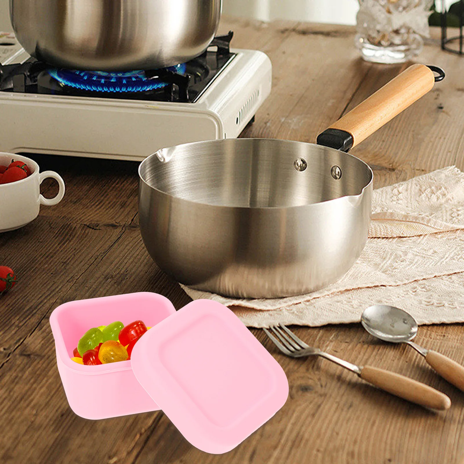 

Silicone Lunch Box Multi Functional Food Container Portable Bento Box Stackable Refrigerator Microwave Dishwasher Safe 180ml