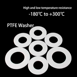 100pcs PTFE Washer Flat Ring Gasket Spacer Sealing White High Temperature Resistance For BSP NPT Fitting