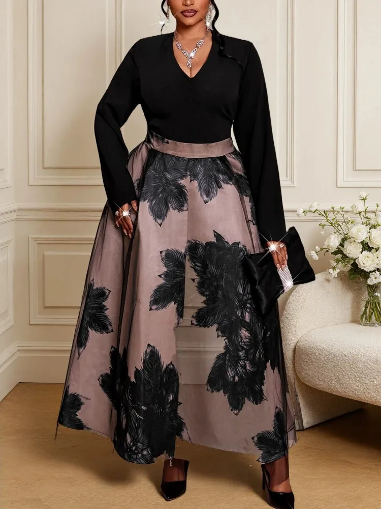 1XL-4XL Plus Size Women Clothes Dresses Autumn Spring Robes Long Sleeve Street Style Casual 3XL Big Size Maxi Dress Oversized