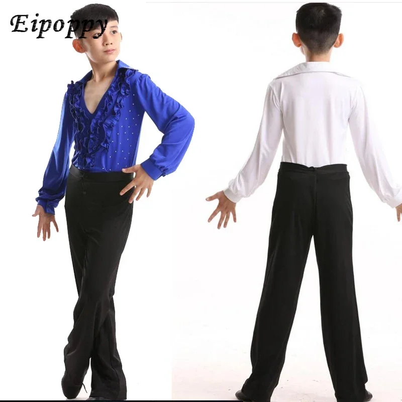 男性と男の子のためのlatin salaダンスコスチューム、子供のためのボールルームの実行、パーティーダンスの衣装、トップスとパンツ、アメリカ人