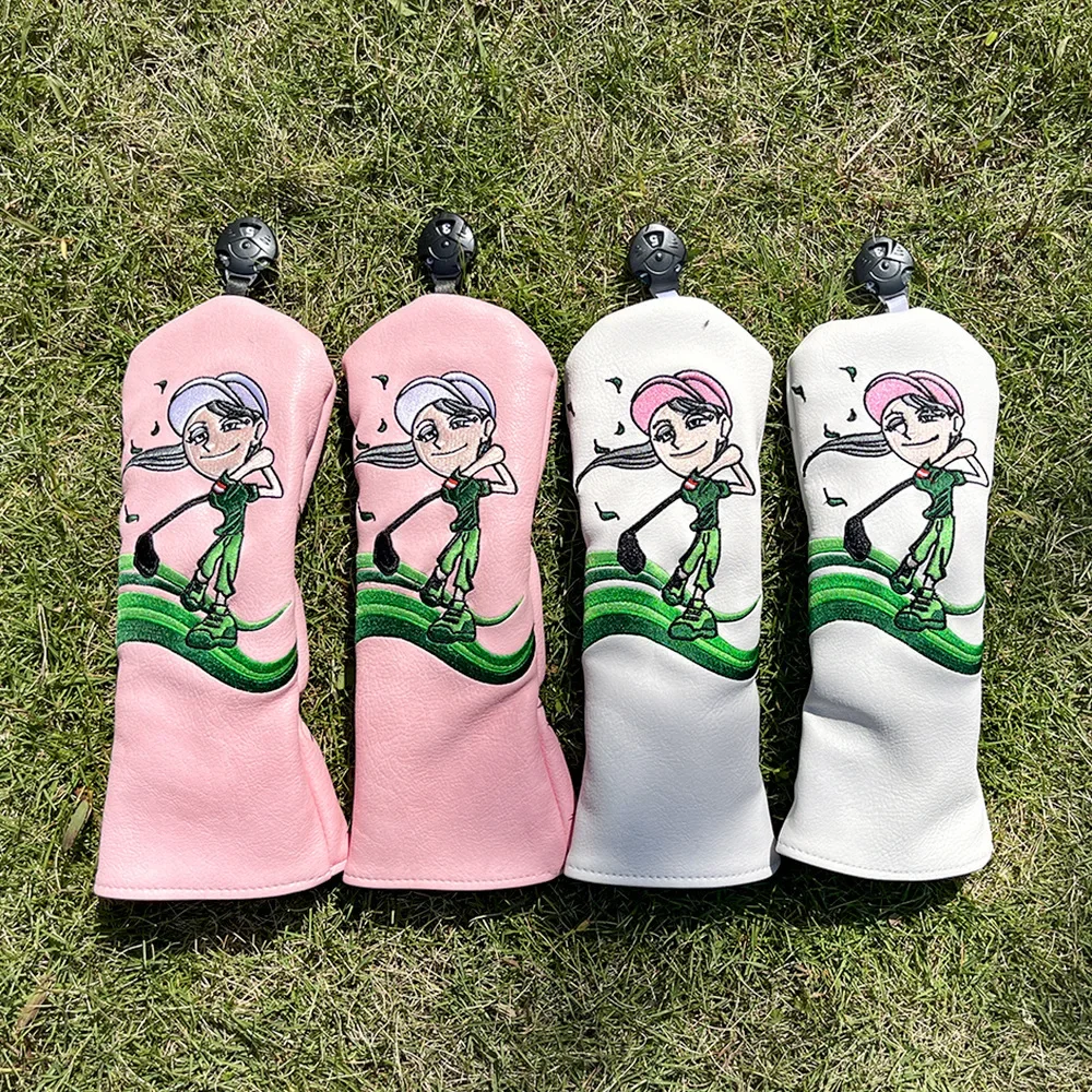 

Golf Head Covers Set - Pink Girl Design for Irons/Woods/Hybrids, Universal Fit