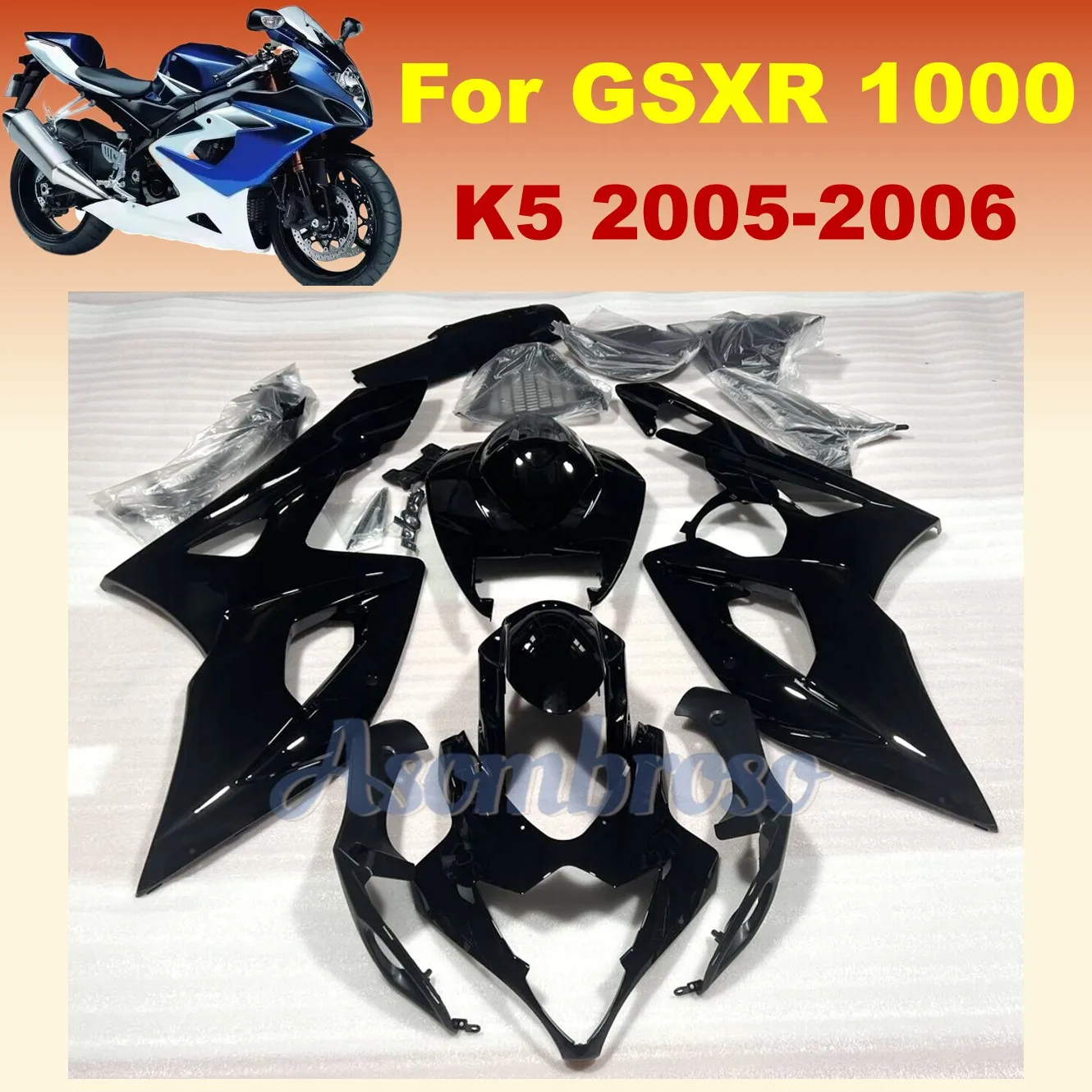 ABS Plastic Injection Fairing Kit Fit For GSXR1000 2005 2006 K5 GSXR 1000 05 06 fairings gloss black bodys