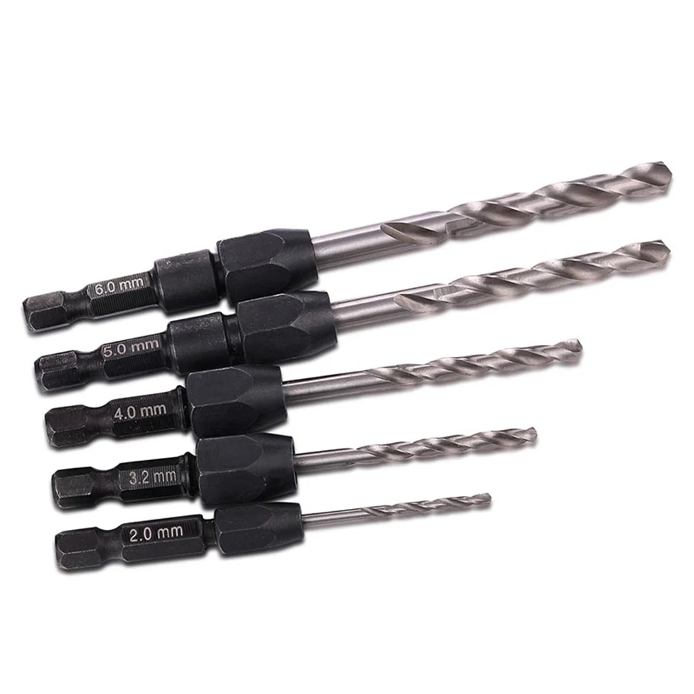 

5pcs 2Mm 3.2Mm 4Mm 5Mm 6Mm Hexagon Drill Bit Set High-Speed Steel Drill Bits For Constructional Steels Concrete Carbon Alloy