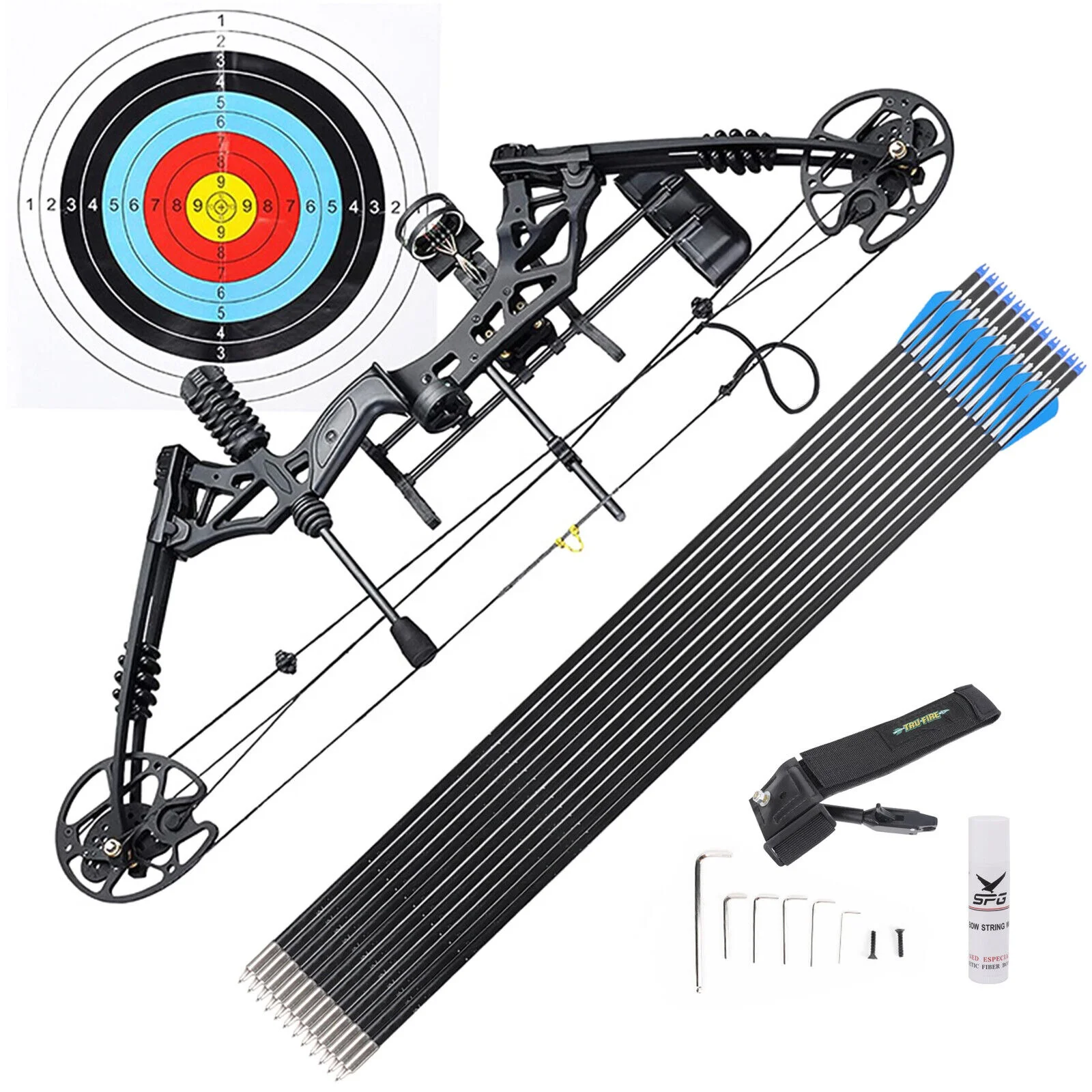 

Archery Compound Bow And Arrow Set Hunting Wrist Release Rubber Stabilizer Arrows Rest Target Practice Equipment Accessories