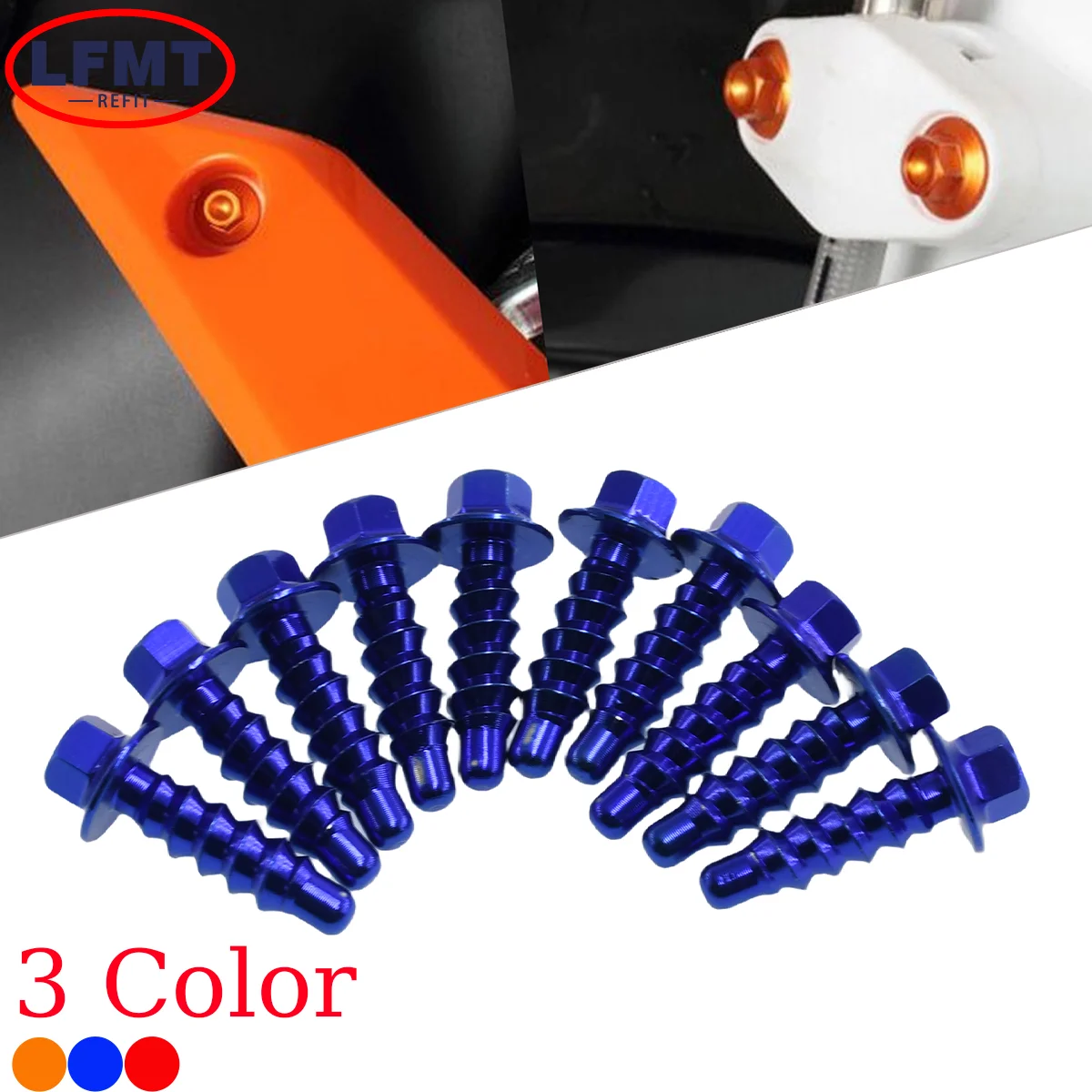 10Pcs CNC Aluminum Self Tapping Screw Bolts Kit For KTM SX/SXF/XC/XCF/EXC/EXCF/XCW Husaberg 85cc-610cc 2004-2023 Dirt Pit Bike