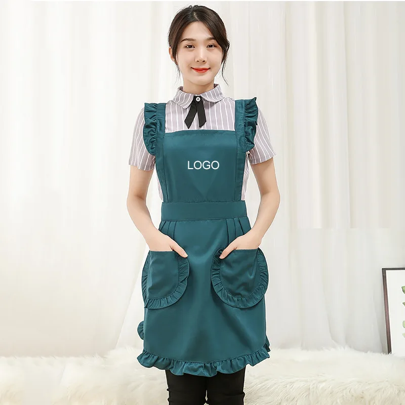 Korean Fashion Beauty Nail Salon Kitchen Lace Princess Dress Flower Shop Manicurist Work Clothes Falbala Woman Girl Apron