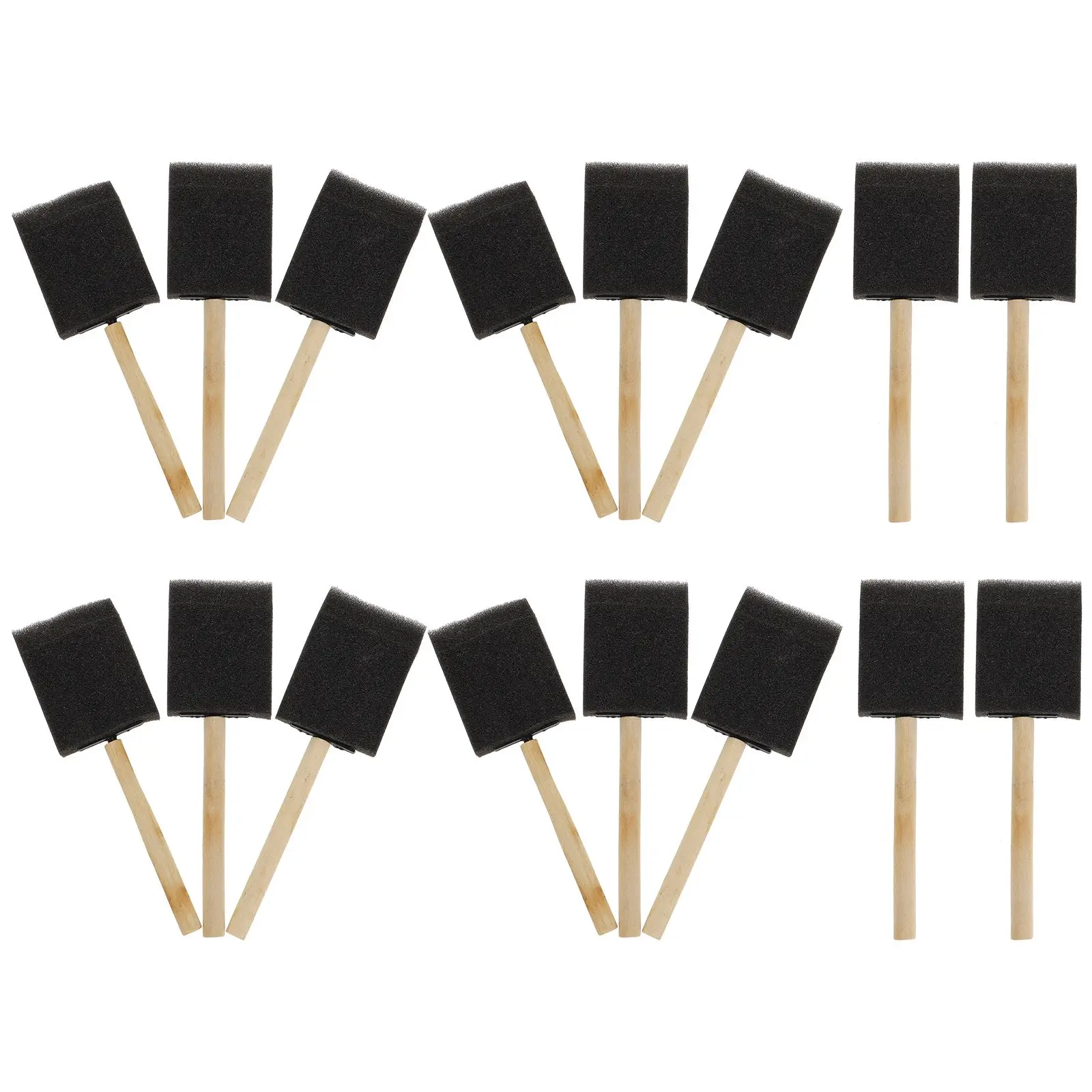 16PCS Black Kids Sponge Painting Brush Brushes 2 Inch Children Drawing Tools Paint Supplies Wooden Handle Crafts Gift