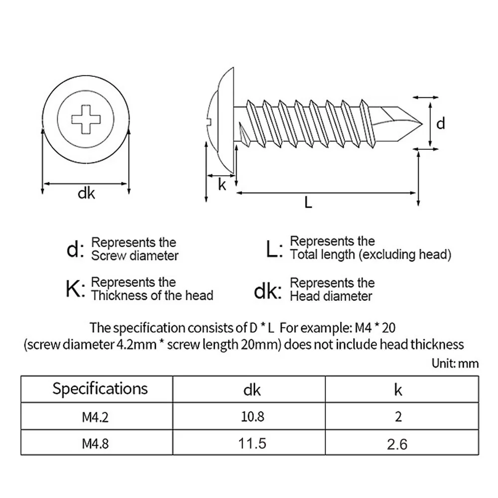 Vite a coda di perforazione autofilettante in acciaio inossidabile M4.2 410 Testa a traliccio Phillips con rondella