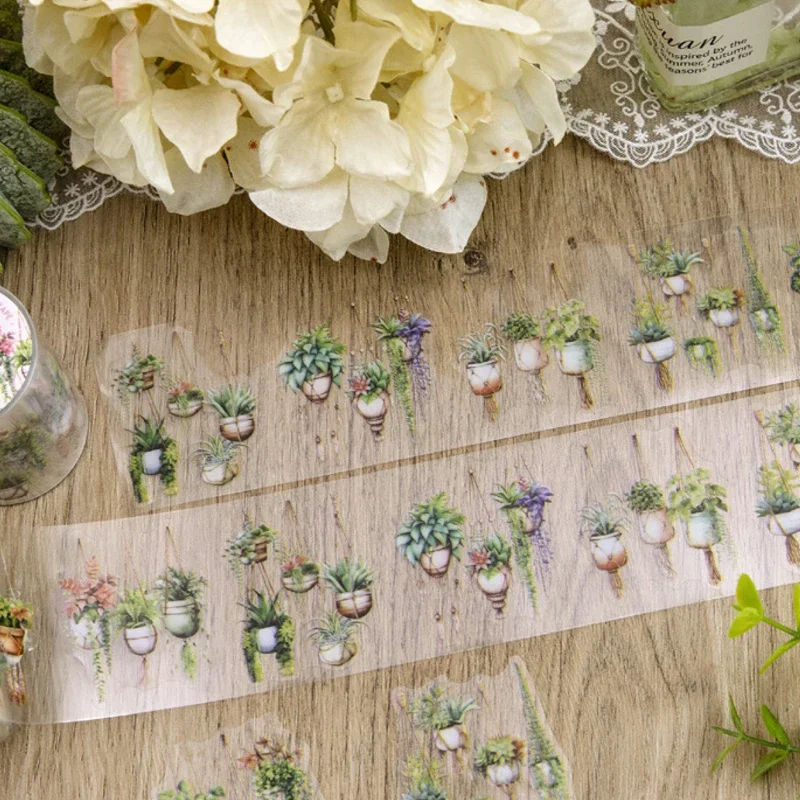 Mr Paper, 1 Style 6 Rolls/Bag Hanging Plant Series PET Tape Paper Tape Set journal supplies  colourful tape washi tapes