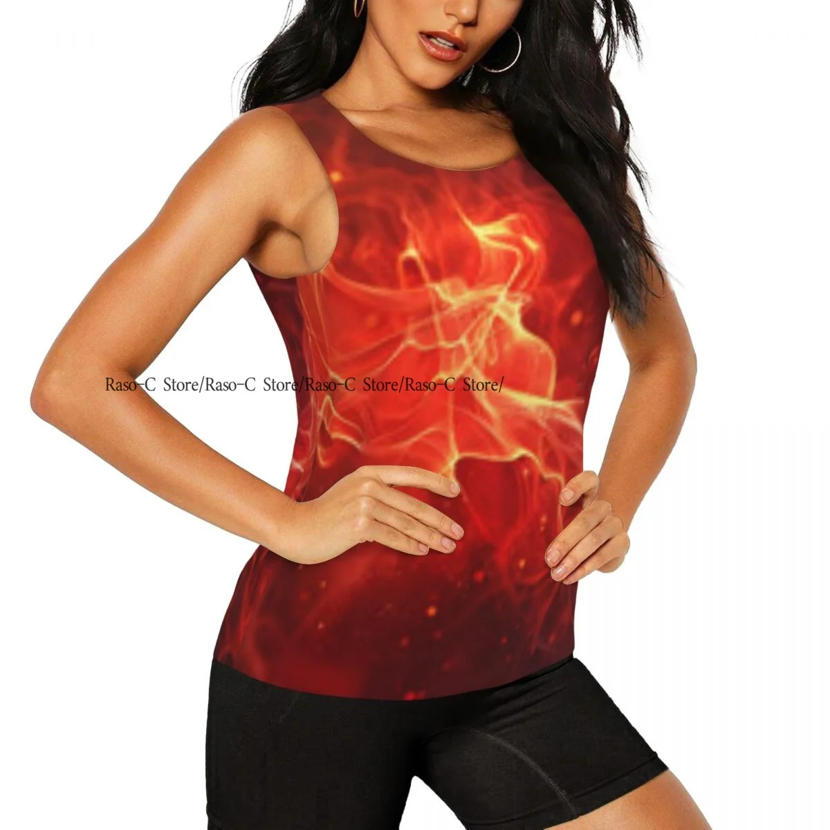 Women's Sleeveless Yoga Tank Top Abstract Fire Flames Quick Dry Running Training Sports Vest Yoga Shirts