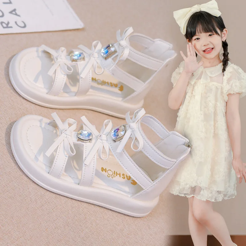 

Summer Beautiful Student Water Diamond Bow Children's Casual Sandals Fashion Cute Cartoon Comfortable Elegant Girls' Sandals