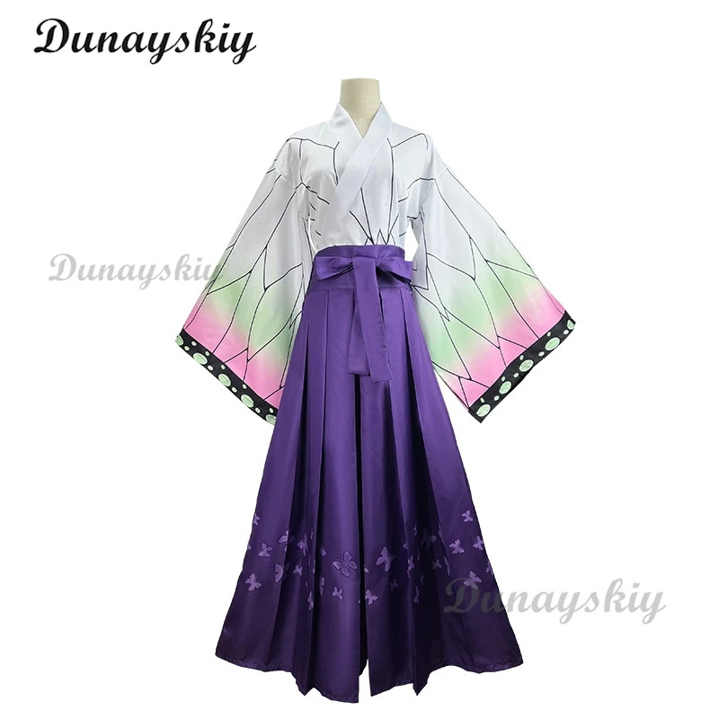 Anime Kimono Kochou Shinobu Cosplay Costume Suit Uniform Women Wig Adult Party Purple Suit