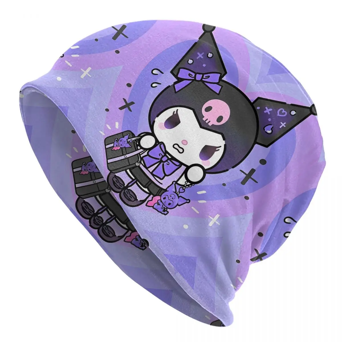 

Шапка с капюшоном Kuromi из мультфильма, осенне-зимняя уличная шапка Skullies, шапка Sanrio для мужчин и женщин, весенняя кепка двойного назначения