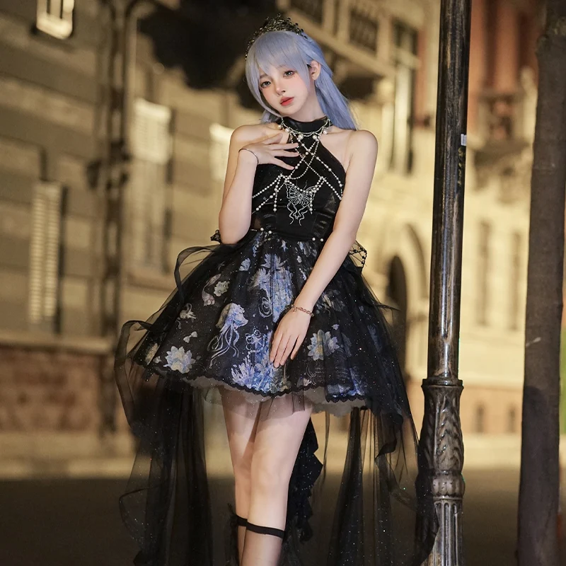 Melonshow Jellyfish dark lolita dressVictorian Vintage Dress Gothic Lolita Swan Halloween Birthday  Dresses Girls Lolita