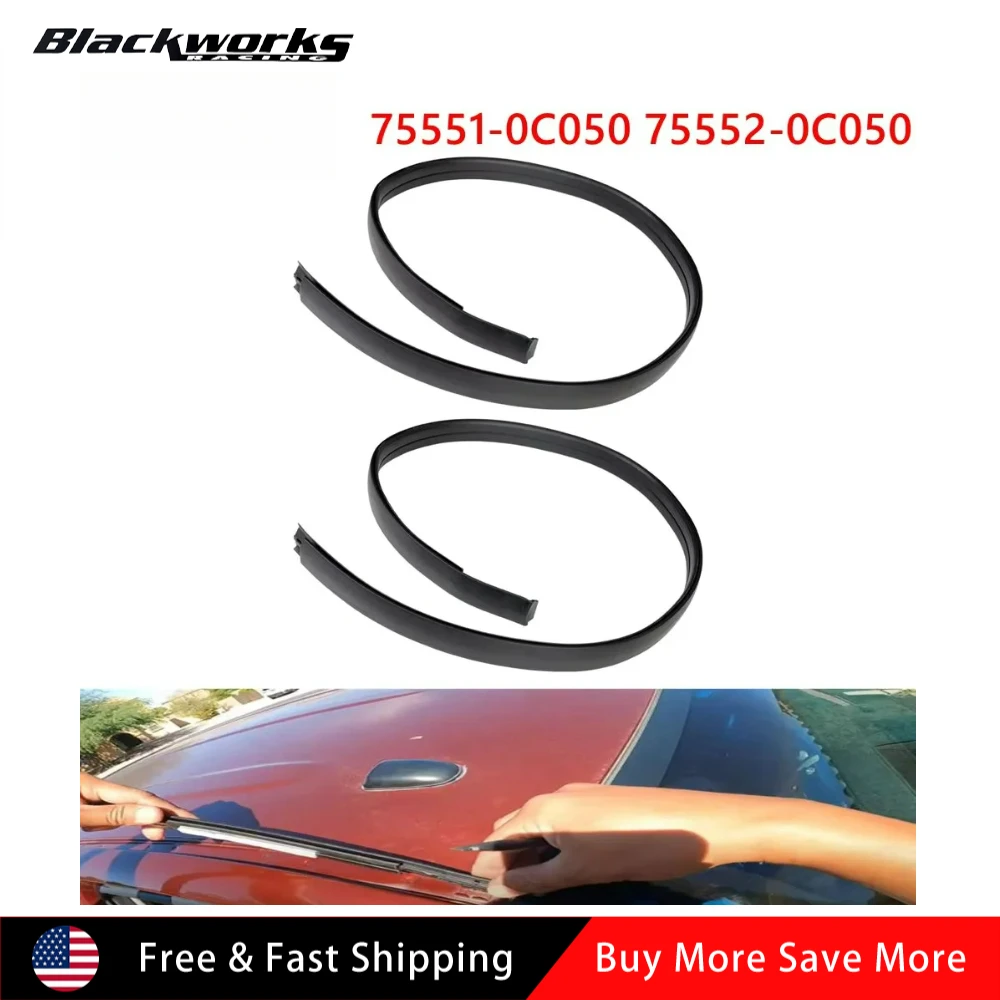 

75552-0C050 2Pc Roof Molding Seal Weatherstrips Black for Tundra Double Cab 2007-2020 75551-0C050 Car Accessories Rubber Black