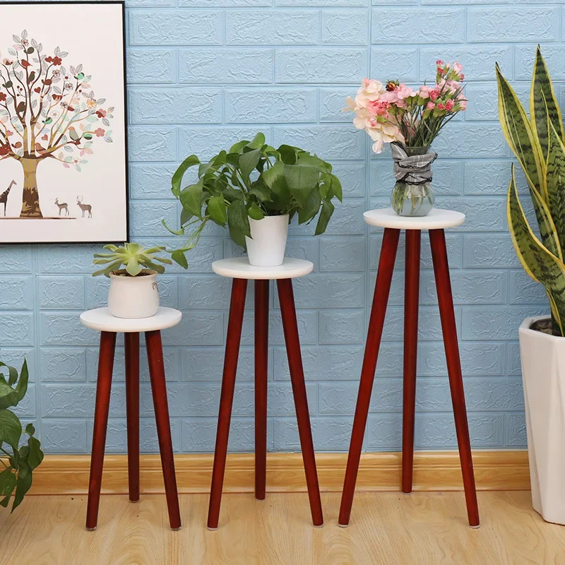 Stand Stool Pot Flower Riser Display Table Wood Wooden Round Shelf Side End Pallet Holdercorner Tray