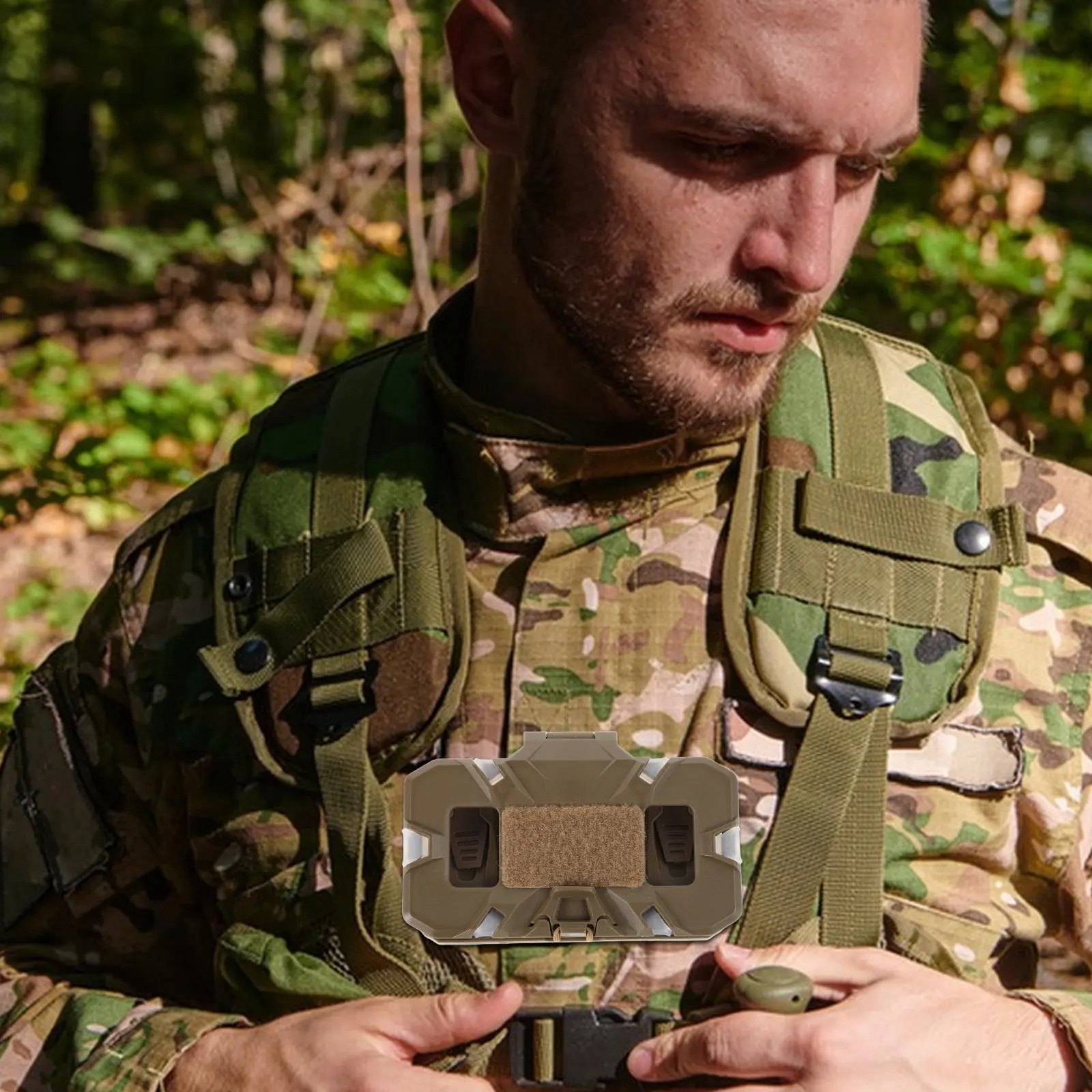 

Foldable Gear Board Carrier Vest Accessory Phone Mount Chest Mounted Navigation Board Holder for Outdoor Hiking Hunting