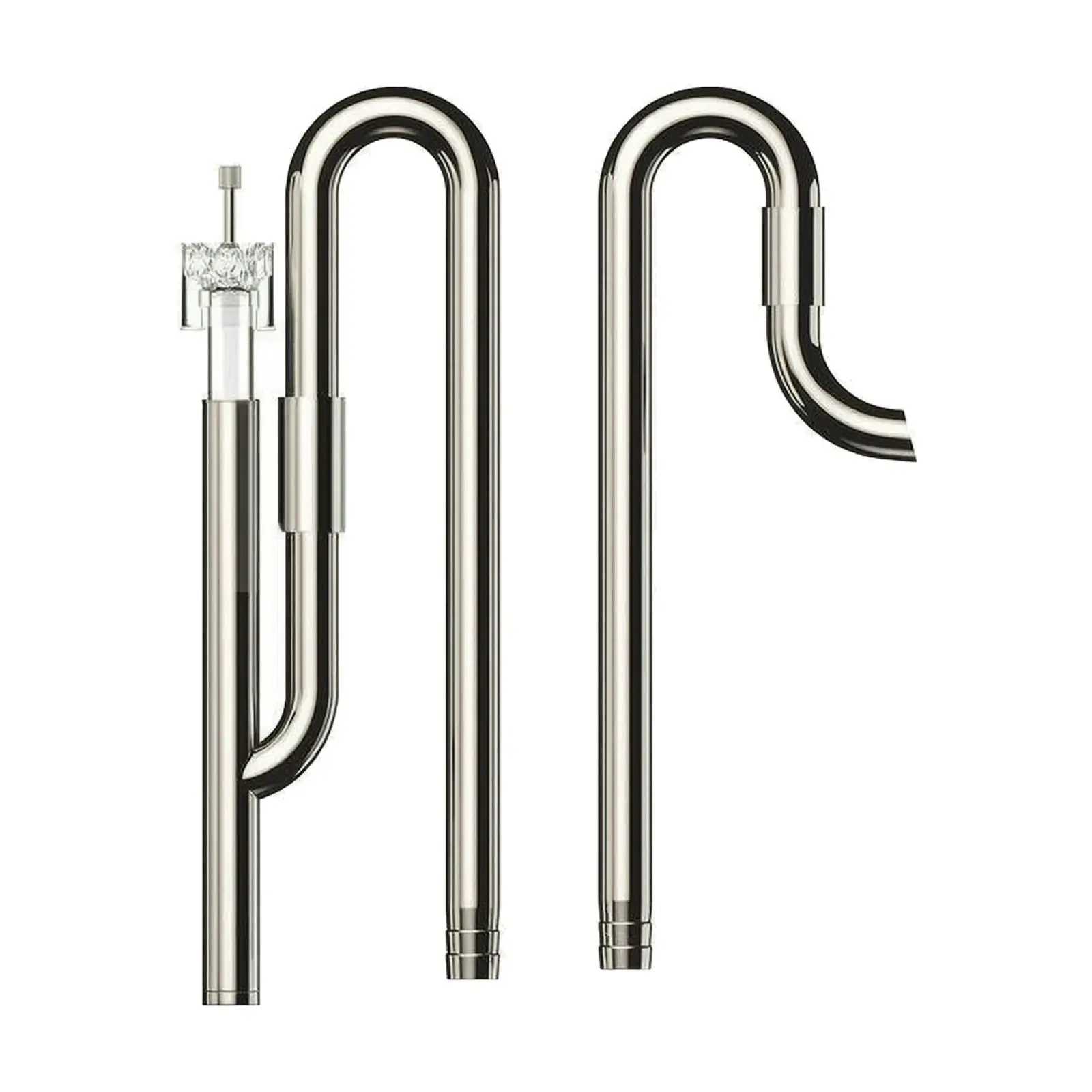 2 Pieces Tank Circulation Fitting Surface Skimming Stainless Steel Aquarium Inlet Outlet for Planted Aquariums, Marine Tanks