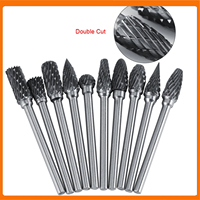 10pcs Tungsten Carbide Steel Rotary Files Burr Set 3mm Shank 6mm Cutting Diameter Double Cut