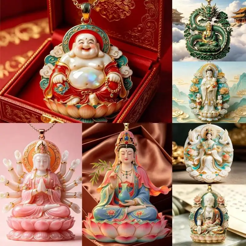 Chinese Mythology Enamel Pendant Necklace Creative Hand-painted Skin-friendly Jewelry for Women Valentine's Day Gifts