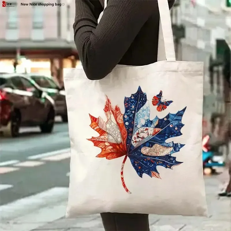 

Maple Leaf Pattern Tote Bag Aesthetic Shopping Bags School Shoulder Bag Grocery Shopping Bag, Convenient for Daily Travel