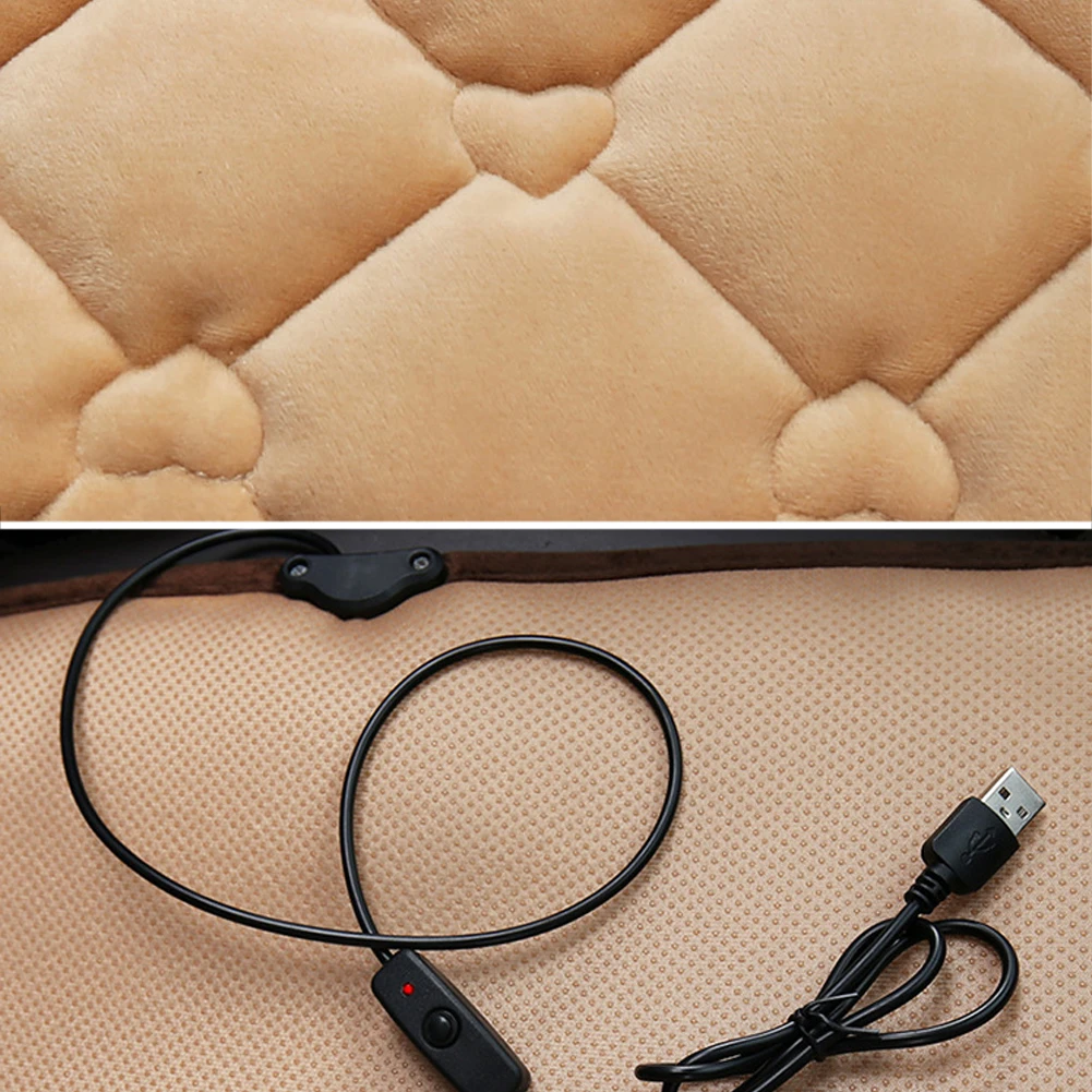 Car Heating Cushion Comfortable Seat Warmer With USB Cigarette Cable Fast-heating Electric Winter Warm Temperature Adjustable